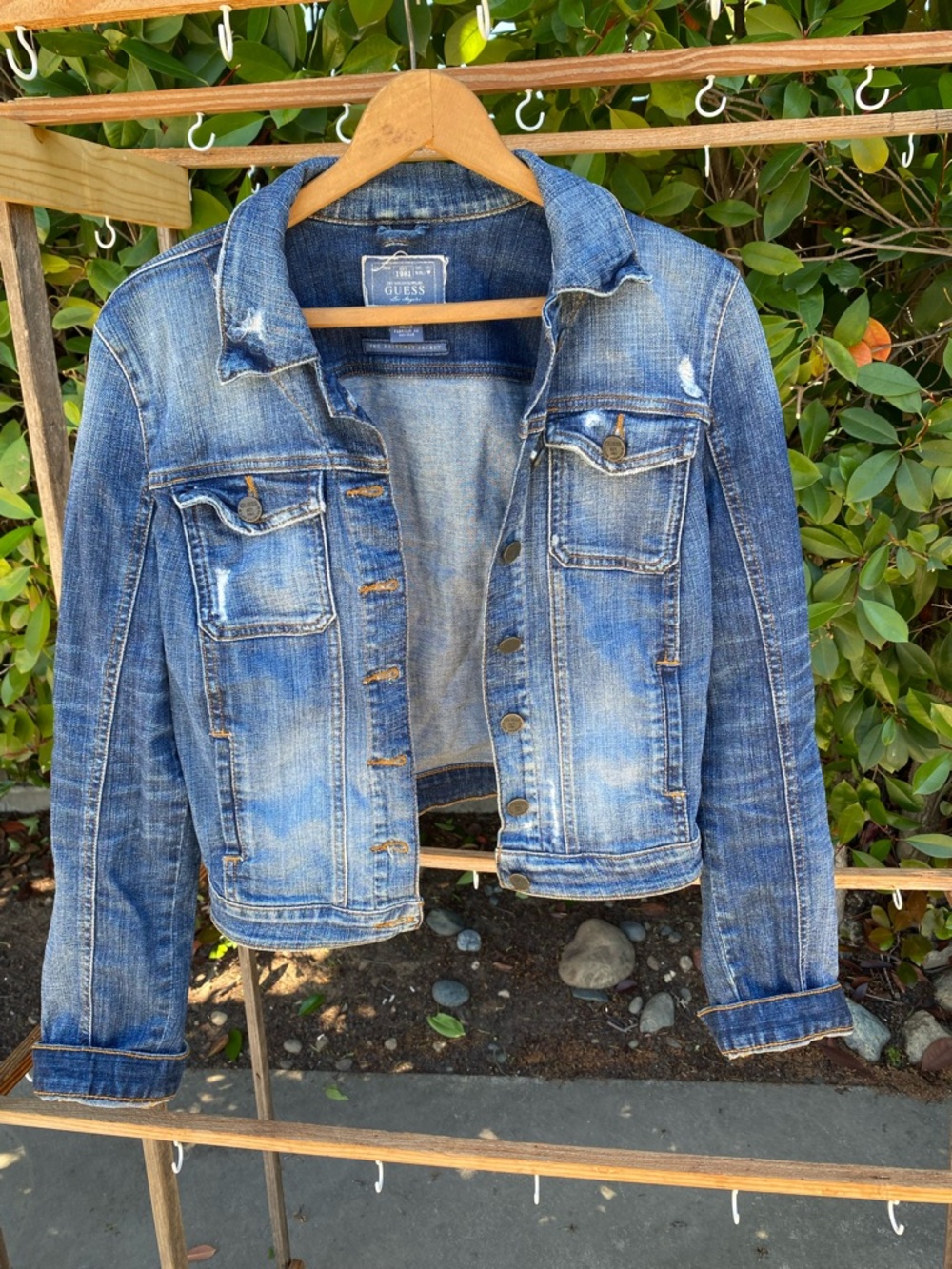 GUESS Blue Distressed Denim Jacket
